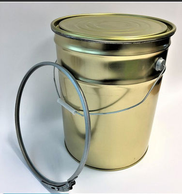 Goud metaal verf emmer 5 gallon met hefboom slot ring deksel voor water gebaseerde verf