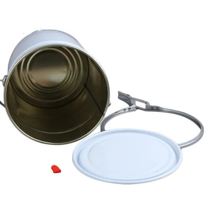 5 gallon verf emmer wit metaal met hefboom slot ring deksel