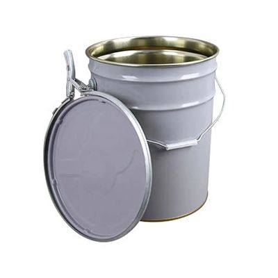 5 gallon verf emmer wit metaal met hefboom slot ring deksel