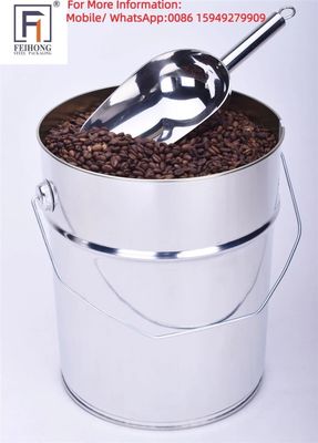 Metalen emmer van 25 liter met deksel voor geroosterde koffiebonen
