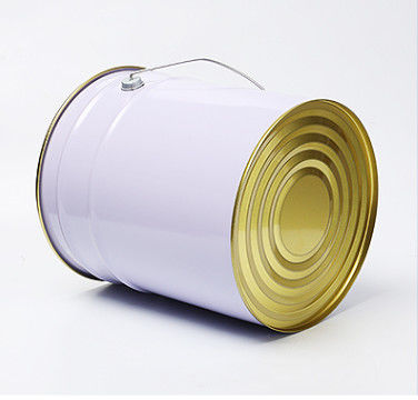 5 liter witte tinplate metalen verf emmer met gouden coatings
