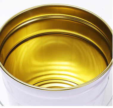 5 liter witte tinplate metalen verf emmer met gouden coatings