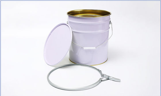5 liter witte tinplate metalen verf emmer met gouden coatings