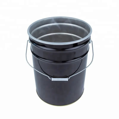 Zwarte metaal verf emmer en deksel 5 gallon met anti roest plastic bekleding en bloem rand deksel