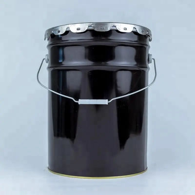 Zwarte metaal verf emmer en deksel 5 gallon met anti roest plastic bekleding en bloem rand deksel
