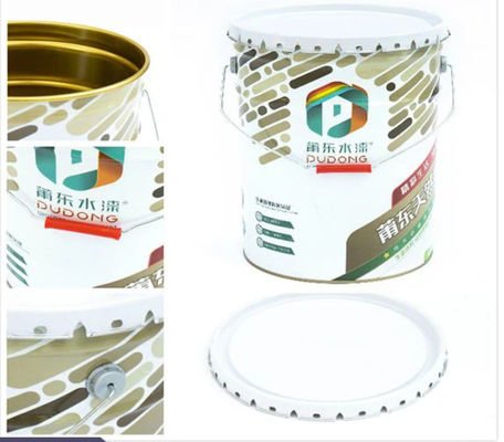 4 Gallon Custom Printed Open Head Steel Bucket met krullend hoekje