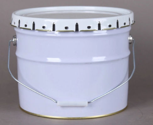 3 gallon korte witte stalen emmer met open kop met deksel en handvat