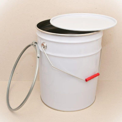 Ronde blik metalen verf emmer 6 gallon met hefboom slot ring deksel en metalen handvat